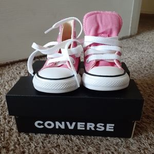 Toddler pink high top converse